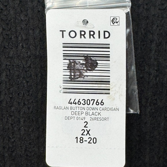 Torrid Womens 2X Black Tan Striped Raglan Button Down Cardigan Sweater NWT - Picture 5 of 13